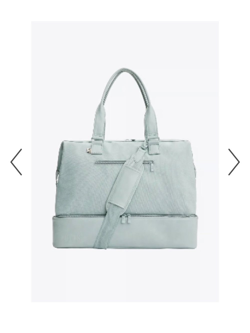 Beis weekender bag in the color slate with matching makeup bag.